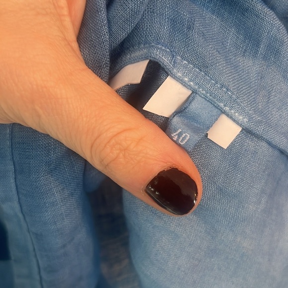 120% LINO Lisette Linen Top Blue Jewels Size 40/4 Italian Luxury Top NWOT - Picture 6 of 8